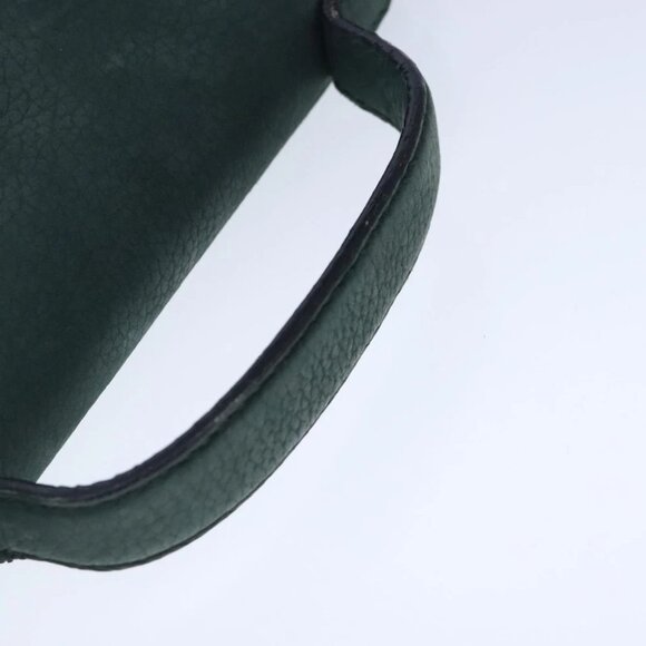 CELINE Hand Bag Leather 2way Green Gold Auth 94979 - Picture 8 of 16